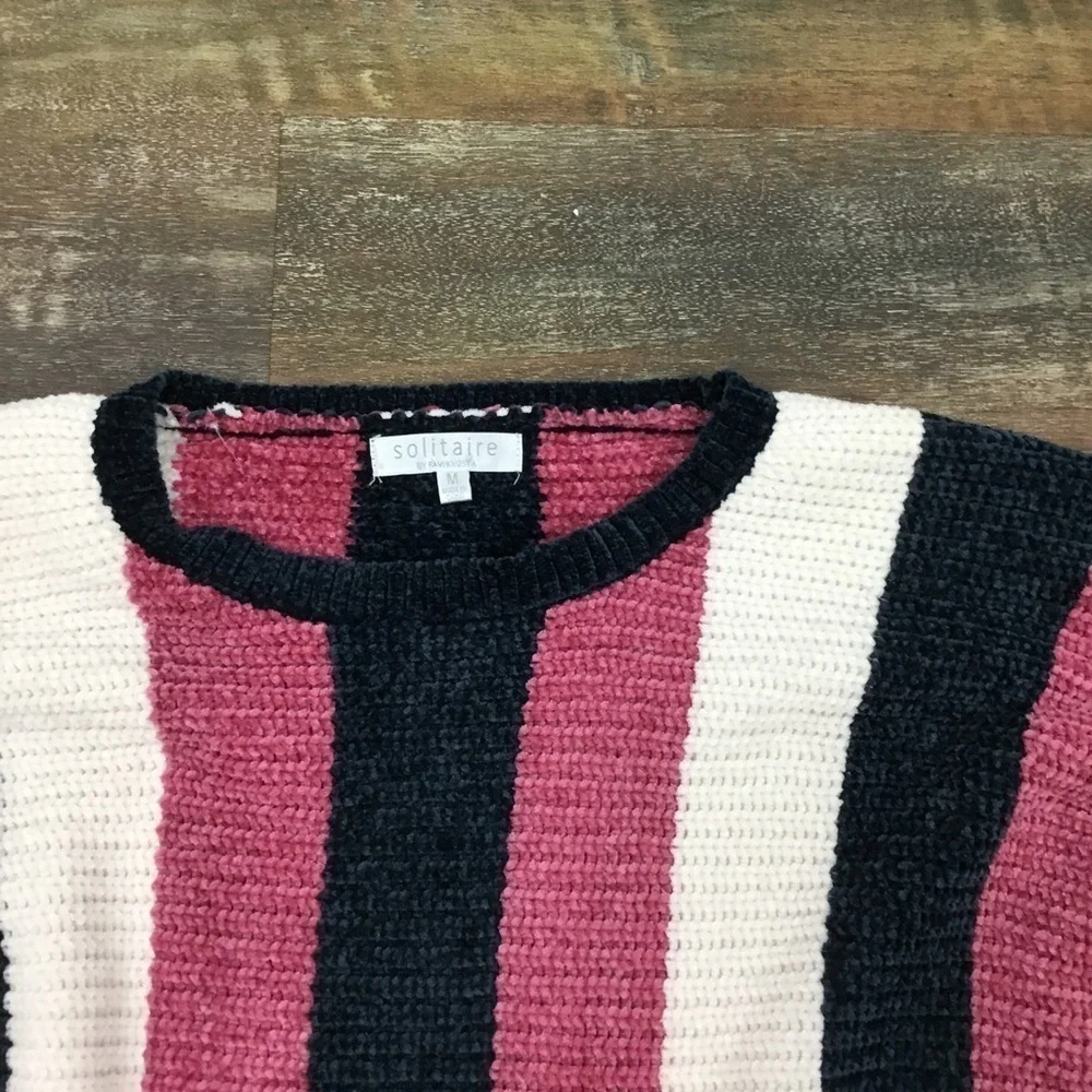 SOLITAIRE by Ravi Khosla Super Soft Striped Sweater Size Medium - Picture 6 of 6